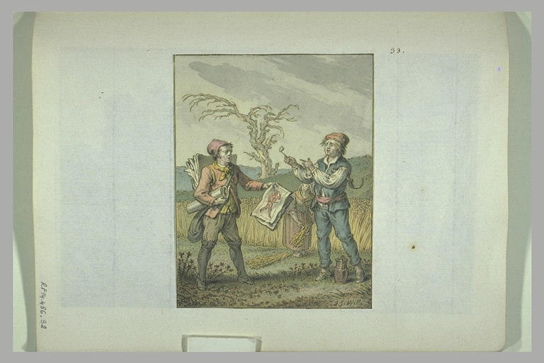 Marchand d'estampes et paysans