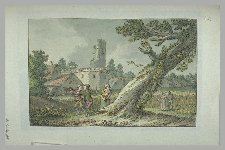 Dans un champ, deux garçons emportent des oiseaux tombés du nid