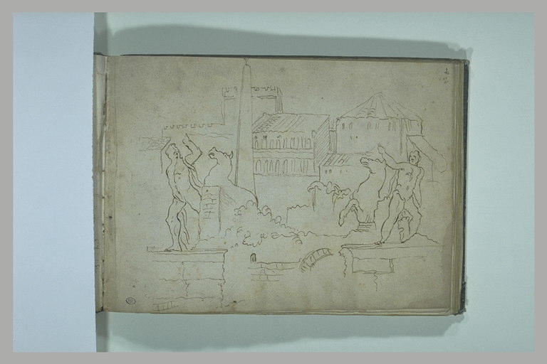 Ville : statues et façades de maisons