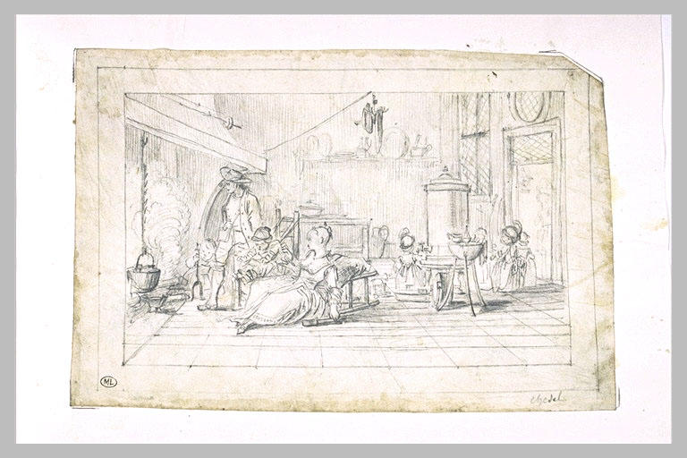 Scène de famille dans un intérieur