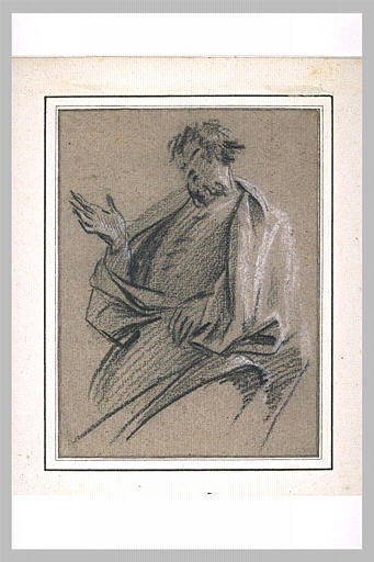 Homme barbu, drapé, à mi-corps, tourné vers la gauche