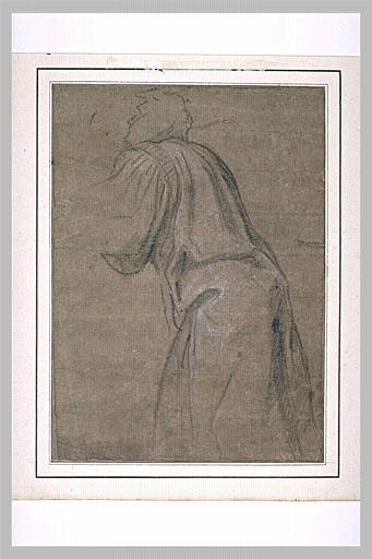 Homme debout, de dos, tourné vers la gauche