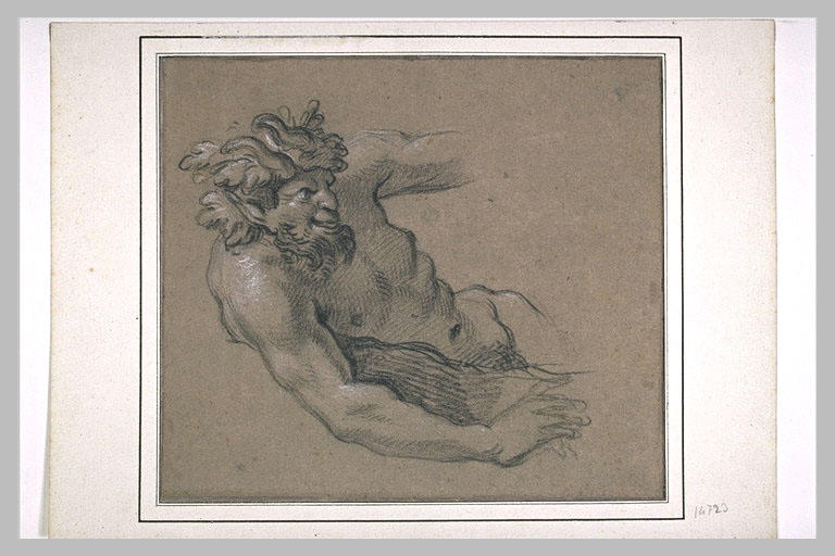 Tête de satyre couché, se redressant