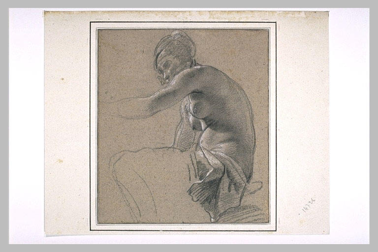 Femme assise, à demi nue