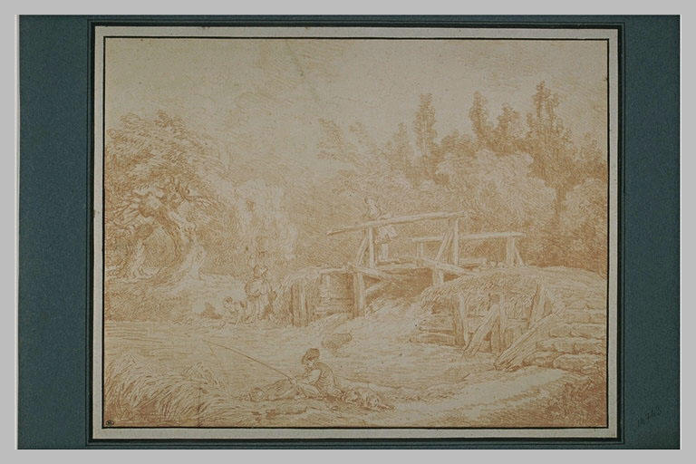 Paysans au bord d'une rivière