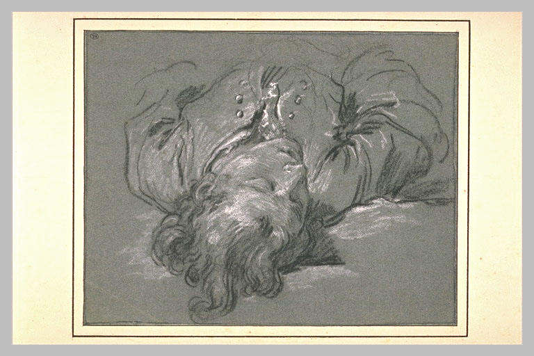 Homme couché sur le dos, vu en raccourci