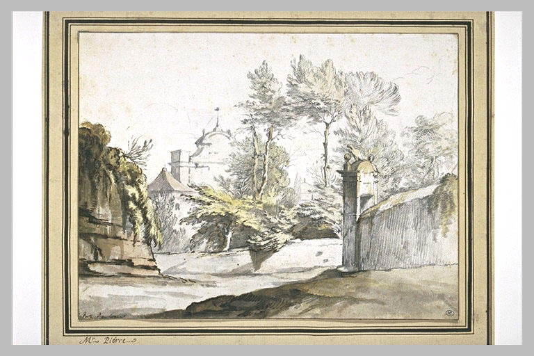 La Fontaine de l'Acqua Paola à Rome, vue par l'arrière