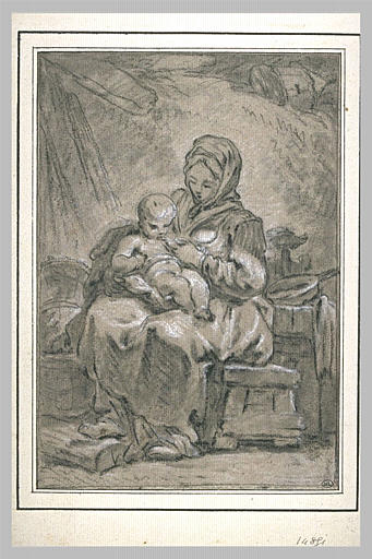 Une mère nourrissant un enfant à la cuillère