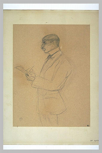 Portrait de Louis Bouglé, un carnet à la main