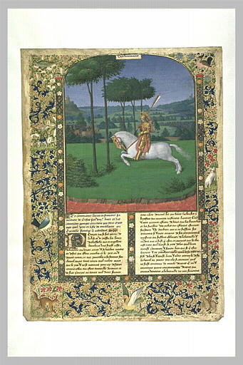 Page enluminée : la Fuite de Pompée