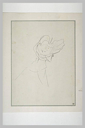 Tête de femme coiffée d'un grand chapeau