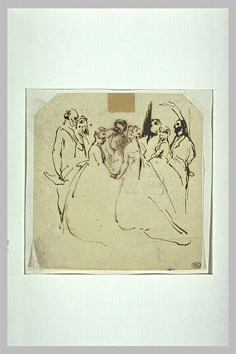 Napoléon III près de deux dames se saluant