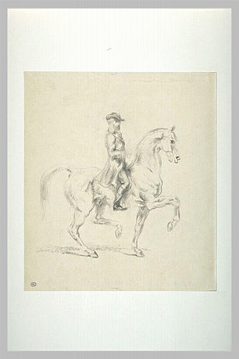 Anquetin à cheval, coiffé d'un chapeau à larges bords