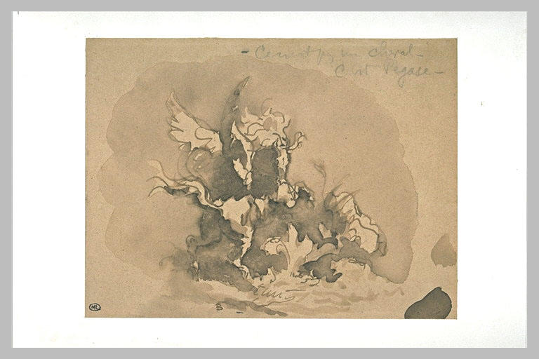 Pégase cabré, ailes déployées, crinière au vent