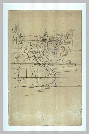 Portrait de Thérèse des Hours, assise sur une terrasse