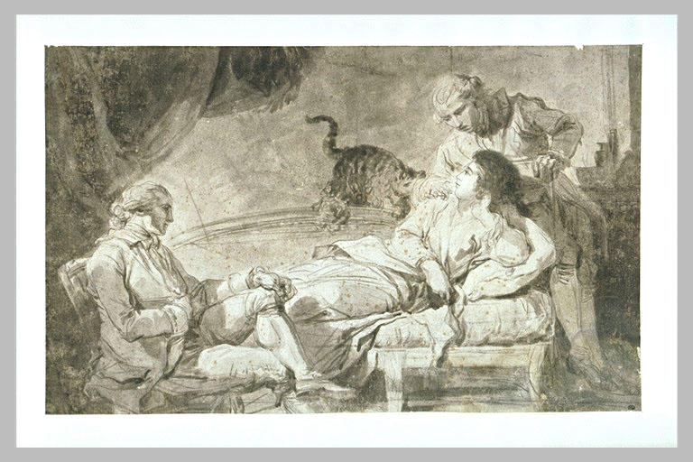 Deux hommes conversant avec une femme