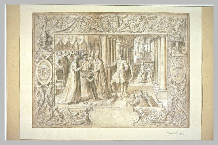 Sacre d'Henri II : le roi prête serment devant l'archevêque de Reims