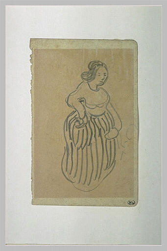 Femme vêtue d'une robe rayée