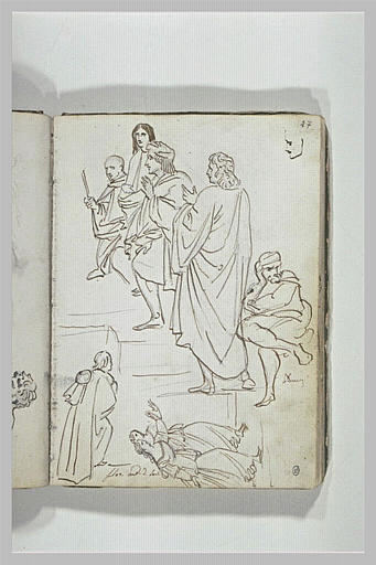 Composition avec des figures d'hommes sur un escalier