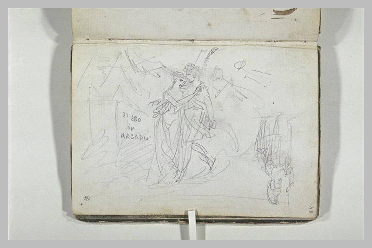 Couple antique dans un paysage et étude d'un soldat casqué