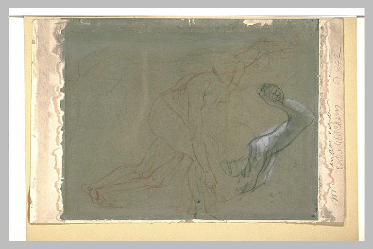 Une bacchante ; reprise de la partie supérieure gauche ; esquisse d'un homme