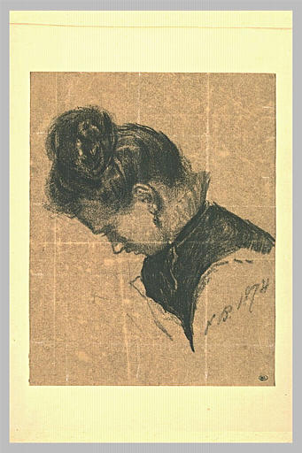 Tête de femme, de profil vers la gauche