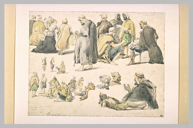 Feuille d'études d'arabes et de noirs