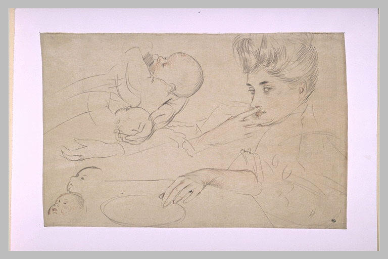 Feuille d'études : femme, enfant