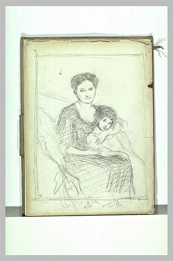Portrait de femme assise, et de son enfant
