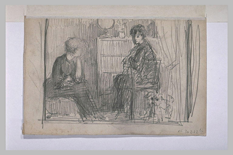 Deux femmes assises, conversant