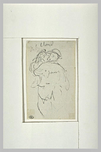 Homme de dos, portant une fillette