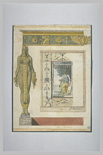 Cariatide égyptienne et panneau décoratif