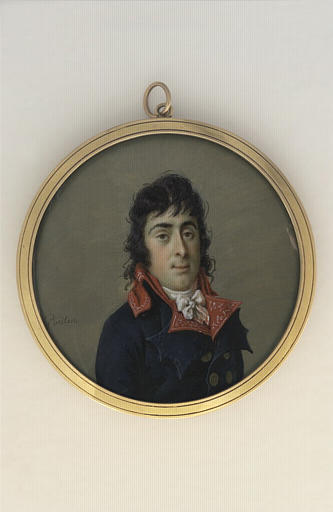 Portrait d'homme en buste, portant une redingote bleu-marine