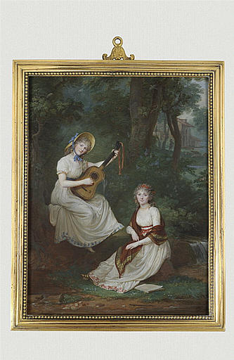 Les Demoiselles de Tourzel, assises près d'un ruisseau