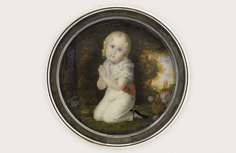Portrait du roi de Rome, à genoux devant une statuette de Vierge à l'Enfant