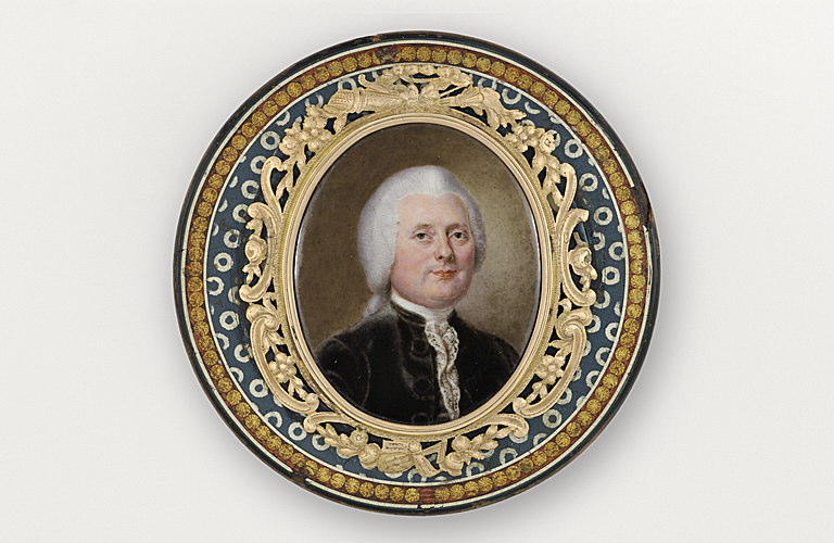 Portrait d'homme, en buste, en perruque, cravate de dentelle et habit noir