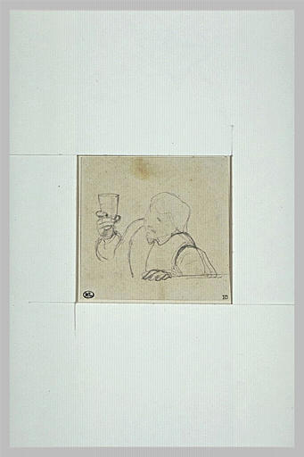 Etude esquissée pour un homme tenant un verre