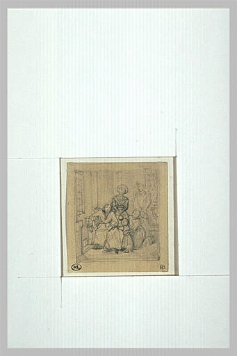 Couple avec un enfant, et deux autres personnages en costumes médiévaux