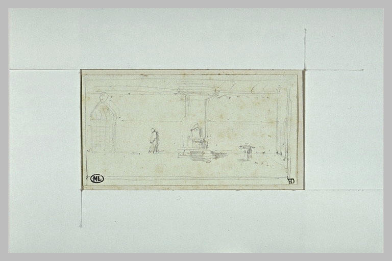 Personnage debout près d'une fenêtre, dans une salle du trône