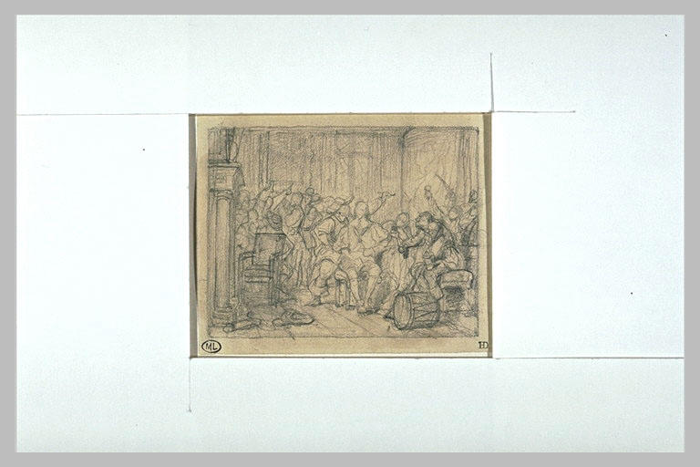 Mousquetaires dans une pièce en train de boire