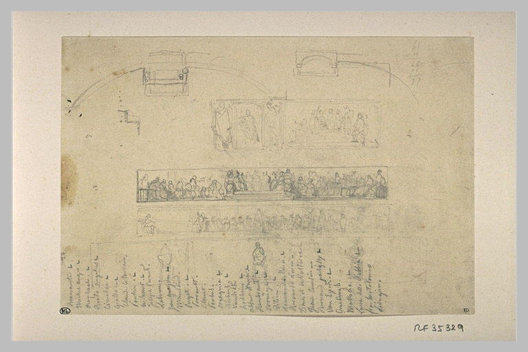 Feuille d'études pour l'hémicycle des Beaux-Arts