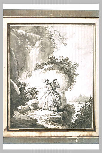 Madame de Wolmar et Saint-Preux sur les rochers de la Meillerie