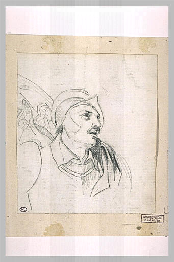 Guerrier casqué, revêtu d'une cuirasse, en buste