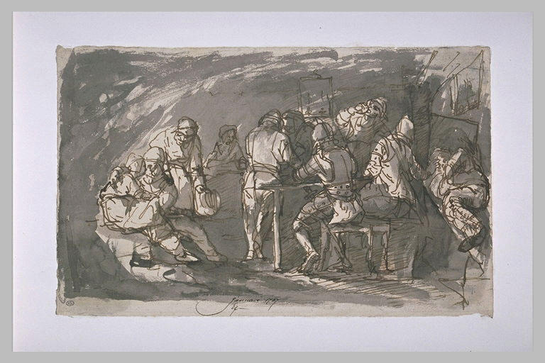 Scène de taverne d'après Ostade