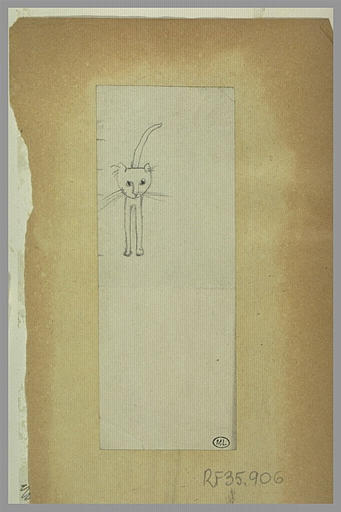 Silhouette de chat, ébauché, de face