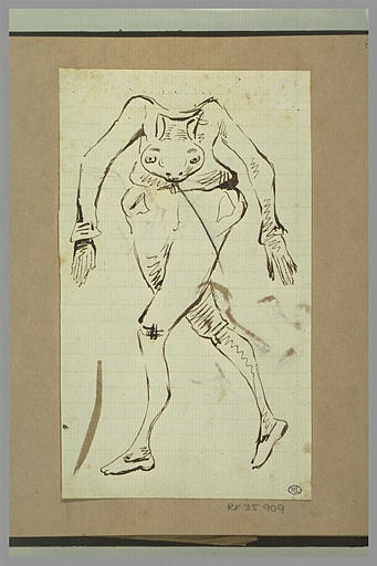 Croquis caricatural d'un homme à tête de serpent