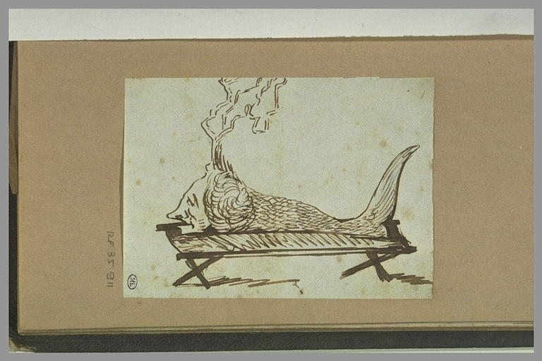 Croquis caricatural d'un poisson à tête humaine