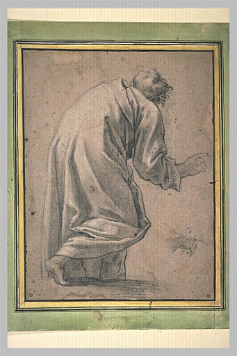 Homme drapé, vu de dos