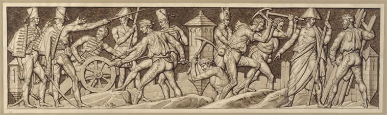 Travaux de terrassement sur les remparts d'une ville