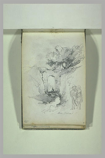 Deux figures dans un paysage italien avec un arc